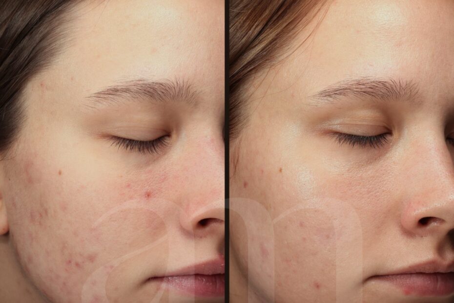 Volwassen acne medische peeling vivace voor en na foto