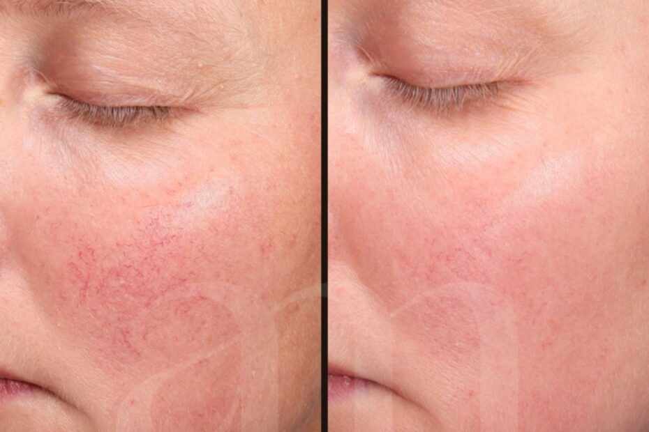 Adertjes roodheden couperose rosacea voor en na foto